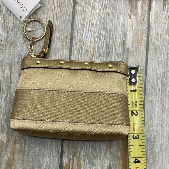 Coach Vintage Gold Lurex Studded Mini Key Chain Wallet Coin Purse Bag - Picture 13 of 14